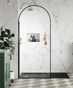 Arezzo 1400 x 900 Wet Room (incl. 800mm Arched Matt Black Framed Screen + Slate Tray)