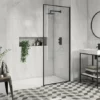 Arezzo 1400 x 900 Wet Room (incl. 800mm Square Matt Black Framed Screen + White Tray)