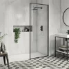 Arezzo 1600 x 800 Wet Room (incl. 900mm Square Matt Black Framed Screen + White Tray)