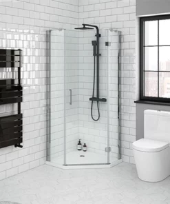 Apollo 1100x1100mm Frameless Pentangle Enclosure (inc. Tray + Waste)