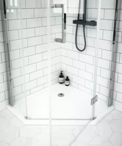 Apollo 800x800mm Frameless Pentangle Enclosure (inc. Tray + Waste) -Shower Enclosure Ranges Shop AP80 detail3 460