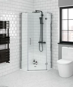 Apollo 900x900mm Frameless Pentangle Enclosure (incl. Tray + Waste)
