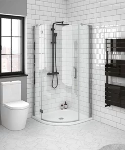 Apollo 800x800mm Frameless Single Door Quadrant Enclosure + Tray