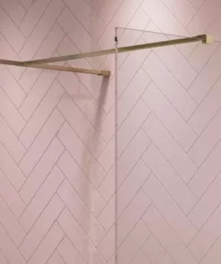 Arezzo 1600 x 800 Brushed Brass Wet Room (inc. Screen, Side Panel + Tray) -Shower Enclosure Ranges Shop AZBB02 d3 460