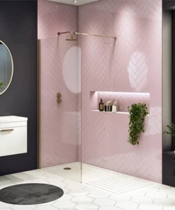 Arezzo 1700 x 800 Brushed Brass Wet Room (inc. Screen + Tray)