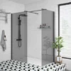 Arezzo Matt Black 1600 x 800 Grey Tinted Glass Wet Room (inc. Screen, Side Panel + Tray)