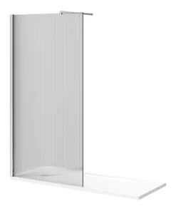 Arezzo 1700 x 700 Bath Replacement Wet Room (1000mm Chrome Fluted Glass Screen w. Tray)