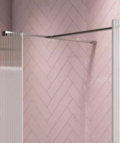 Arezzo 1600 x 800 Fluted Glass Chrome Walk In Enclosure (inc. Main Screen, Side Panel + Tray) -Shower Enclosure Ranges Shop AZFCHB149E d4 460 1