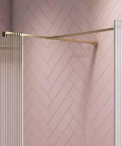 Arezzo 1400 x 900 Fluted Glass Brushed Brass Walk In Enclosure (inc. Main Screen, Side Panel + Tray) -Shower Enclosure Ranges Shop AZFGBB149E d4 460