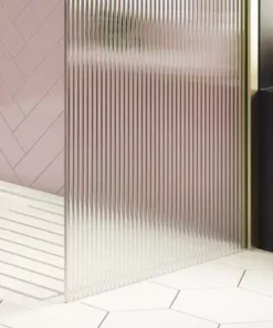 Arezzo 1400 x 900 Fluted Glass Brushed Brass Walk In Enclosure (inc. Main Screen, Side Panel + Tray) -Shower Enclosure Ranges Shop AZFGBB149E d5 460