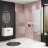 Arezzo 1600 x 800 Fluted Glass Brushed Brass Walk In Enclosure (inc. Main Screen, Side Panel + Tray)