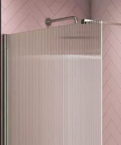 Arezzo 1400 x 900 Fluted Glass Chrome Profile Wet Room (800 Screen, Square Support Arm + Tray) -Shower Enclosure Ranges Shop AZFGCH149 d2 460