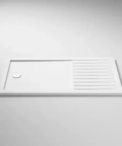 Arezzo 1400 x 900 Fluted Glass Chrome Profile Wet Room (800 Screen, Square Support Arm + Tray) -Shower Enclosure Ranges Shop AZFGCH149 d3 460