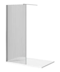Arezzo 1400 x 900 Fluted Glass Chrome Profile Wet Room (800 Screen, Square Support Arm + Tray) -Shower Enclosure Ranges Shop AZFGCH149 n d5 460