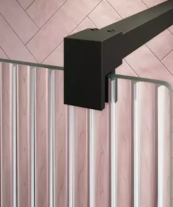 Arezzo 1600 x 800 Fluted Glass Matt Black Walk In Enclosure (inc. Main Screen, Side Panel + Tray) -Shower Enclosure Ranges Shop AZFGMB149E d1 460 1