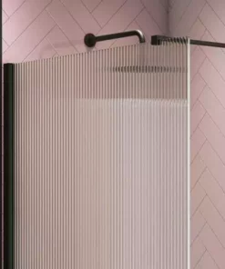 Arezzo 1400 x 900 Fluted Glass Matt Black Walk In Enclosure (inc. Main Screen, Side Panel + Tray) 8 Arezzo 1400 x 900 Fluted Glass Matt Black Walk In Enclosure (inc. Main Screen, Side Panel + Tray) -Shower Enclosure Ranges Shop AZFGMB149E d2 460