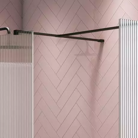 Arezzo 1400 x 900 Fluted Glass Matt Black Walk In Enclosure (inc. Main Screen, Side Panel + Tray) 5 Arezzo 1400 x 900 Fluted Glass Matt Black Walk In Enclosure (inc. Main Screen, Side Panel + Tray) - Image 5