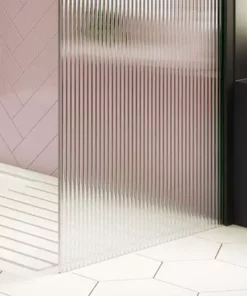 Arezzo 1600 x 800 Fluted Glass Matt Black Walk In Enclosure (inc. Main Screen, Side Panel + Tray) -Shower Enclosure Ranges Shop AZFGMB149E d5 460 1