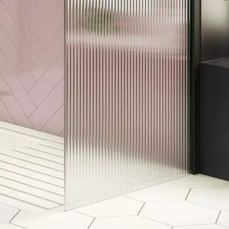 Arezzo 1400 x 900 Fluted Glass Matt Black Walk In Enclosure (inc. Main Screen, Side Panel + Tray) 6 Arezzo 1400 x 900 Fluted Glass Matt Black Walk In Enclosure (inc. Main Screen, Side Panel + Tray) - Image 6