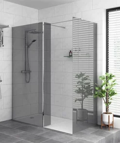 Arezzo 1400 x 900 Grey Tinted Glass Wet Room (inc. 800mm Screen, Return, Side Panel + Tray)