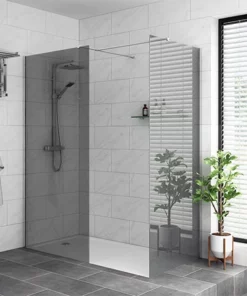 Arezzo 1600 x 800 Grey Tinted Glass Wet Room (inc. Screen, Side Panel + Tray)