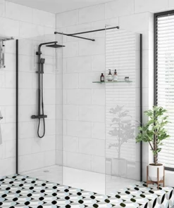 Arezzo 1400 x 900 Matt Black Profile Wet Room (inc. Screen, Side Panel + Tray)