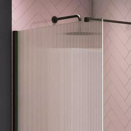 Arezzo 1700 x 700 Bath Replacement Wet Room (1000mm Matt Black Fluted Glass Screen w. Tray) 5 Arezzo 1700 x 700 Bath Replacement Wet Room (1000mm Matt Black Fluted Glass Screen w. Tray) - Image 5