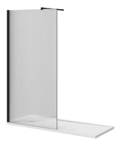Arezzo 1700 x 700 Bath Replacement Wet Room (1000mm Matt Black Fluted Glass Screen w. Tray)