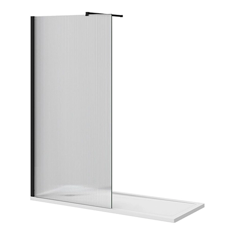 Arezzo 1700 x 700 Bath Replacement Wet Room (1000mm Matt Black Fluted Glass Screen w. Tray) 1 Arezzo 1700 x 700 Bath Replacement Wet Room (1000mm Matt Black Fluted Glass Screen w. Tray)