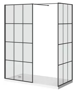Arezzo 1400 x 900 Matt Black Grid Wet Room (inc. Screen, Side Panel + Tray) 8 Arezzo 1400 x 900 Matt Black Grid Wet Room (inc. Screen, Side Panel + Tray) -Shower Enclosure Ranges Shop AZMBG01 d4 460