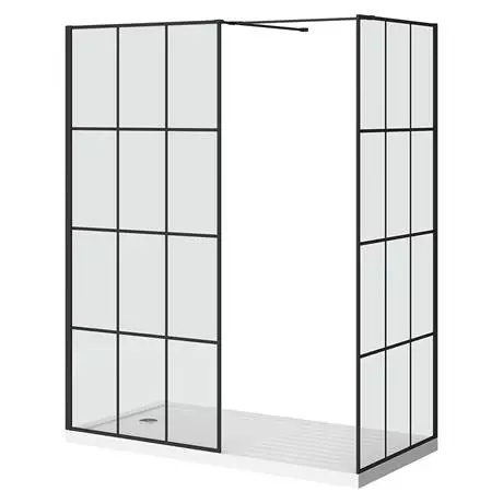 Arezzo 1400 x 900 Matt Black Grid Wet Room (inc. Screen, Side Panel + Tray) 4 Arezzo 1400 x 900 Matt Black Grid Wet Room (inc. Screen, Side Panel + Tray) - Image 4