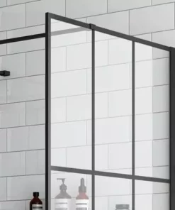 Arezzo 1400 x 900 Matt Black Grid Wet Room (inc. Screen, Side Panel + Tray) 7 Arezzo 1400 x 900 Matt Black Grid Wet Room (inc. Screen, Side Panel + Tray) -Shower Enclosure Ranges Shop AZMBG01 nd2 460