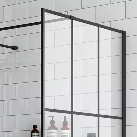 Arezzo 1400 x 900 Matt Black Grid Wet Room (inc. Screen, Side Panel + Tray) 3 Arezzo 1400 x 900 Matt Black Grid Wet Room (inc. Screen, Side Panel + Tray) - Image 3