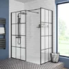 Arezzo 1400 x 900 Matt Black Grid Wet Room (inc. Screen, Side Panel + Tray)