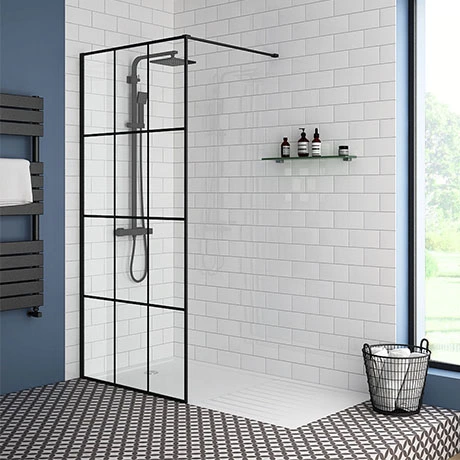 Arezzo 1700 x 800 Matt Black Grid Wet Room (inc. Screen + Tray) 1 Arezzo 1700 x 800 Matt Black Grid Wet Room (inc. Screen + Tray)