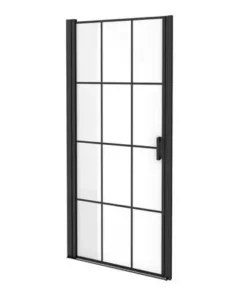Arezzo 800mm Matt Black Grid Frameless Pivot Shower Door + Tray for Recess -Shower Enclosure Ranges Shop AZMBPD85 nd1 460