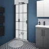Arezzo 800mm Matt Black Grid Frameless Pivot Shower Door + Tray for Recess