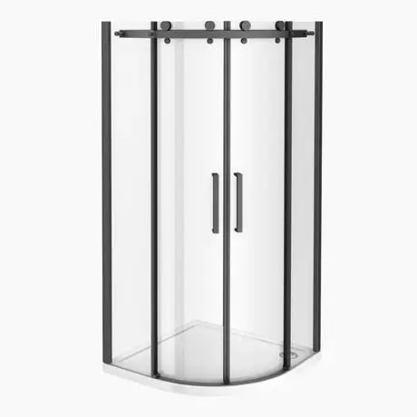 Arezzo Matt Black 900 x 900mm Frameless Quadrant Shower Enclosure 2 Arezzo Matt Black 900 x 900mm Frameless Quadrant Shower Enclosure - Image 2