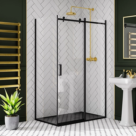 Arezzo Matt Black 1200 x 800 Frameless Sliding Door Shower Enclosure with Black Tray 1 Arezzo Matt Black 1200 x 800 Frameless Sliding Door Shower Enclosure with Black Tray