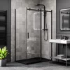 Arezzo Matt Black 1200 x 900 Frameless Sliding Door Shower Enclosure with Black Tray