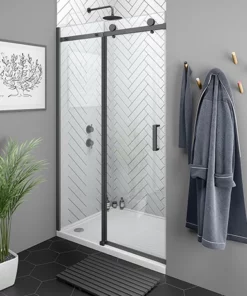 Arezzo Matt Black 1200mm Frameless Sliding Shower Door