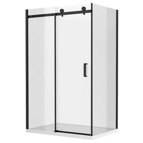 Arezzo Matt Black 1200 x 700 Frameless Sliding Door Shower Enclosure 2 Arezzo Matt Black 1200 x 700 Frameless Sliding Door Shower Enclosure - Image 2