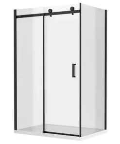 Arezzo Matt Black 1200 x 900 Frameless Sliding Door Shower Enclosure -Shower Enclosure Ranges Shop AZSDE129 new d1 460