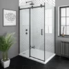 Arezzo Matt Black 1400 x 800mm Frameless Sliding Door Shower Enclosure