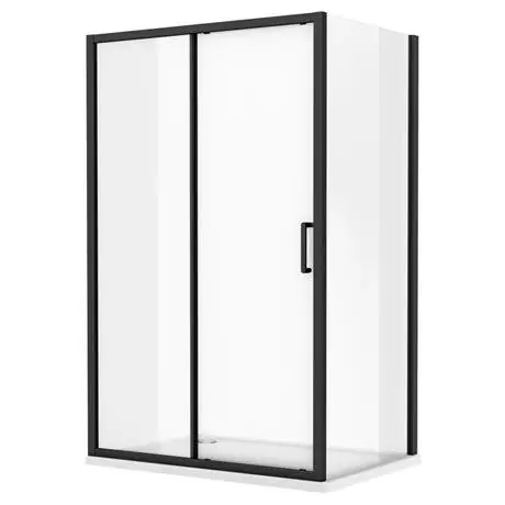 Toreno Matt Black 1000 x 900mm Sliding Door Shower Enclosure without Tray 2 Toreno Matt Black 1000 x 900mm Sliding Door Shower Enclosure without Tray - Image 2
