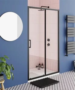 Toreno Matt Black 1000 x 1850 Sliding Shower Door