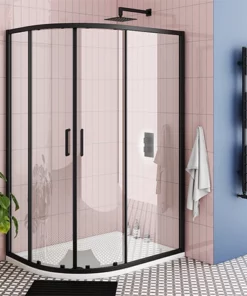 Toreno Matt Black 1200 x 900mm Offset Quadrant Shower Enclosure