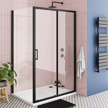 Toreno Matt Black 1200 x 900mm Sliding Door Shower Enclosure without Tray 1 Toreno Matt Black 1200 x 900mm Sliding Door Shower Enclosure without Tray