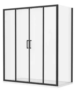 Toreno Matt Black 1400 x 700mm Double Sliding Door Shower Enclosure without Tray -Shower Enclosure Ranges Shop BLK147SDENT d2 460