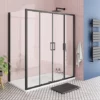 Toreno Matt Black 1400 x 800mm Double Sliding Door Shower Enclosure + Pearlstone Tray